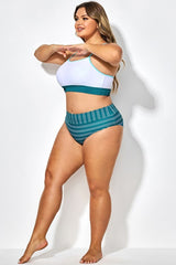 Elegant High Waist Stripe Swim Bottom