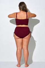 Crimson Side Drawstring High Waist Bikini Brief