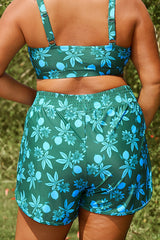 Green Passionfruit Print Mid Waist Women Shorts