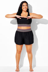 Plus Size Colorful & Black Short With Pockets