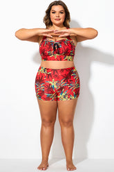 Retro Red High Waist Shorts For Lady