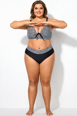 Black&White Abstract Print High Waist Shirred Brief