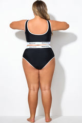 High Waist Color Banding Flat Swim Bottom