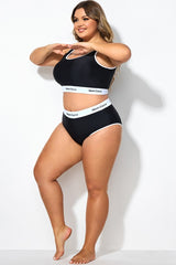 High Waist Color Banding Flat Swim Bottom