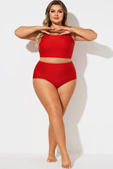 Red Elegant High Waist Brief For Lady