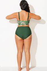 Army Green Floral Print High Waist Bottom
