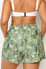 Plus Size Green White Palm Women Swim Bottoms