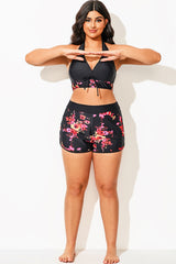 Floral Print Women Swimsuits Boy Shorts