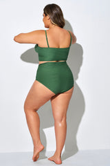 Green Front Crossover High Waist Swim Brief