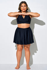 Plus Size Black Swim Skirt With Inner Lining & Pockets