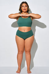 Plus Size Basic Dark Green Bikini Brief