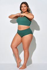 Plus Size Basic Dark Green Bikini Brief