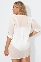White Button Up Cover Up Shirt with Pockets