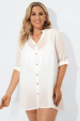 White Button Up Cover Up Shirt with Pockets