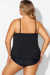 Black Plus Tassel Beach Camisole Beach Sarong