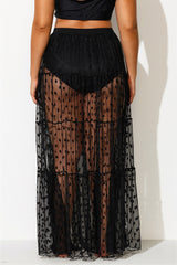 Full Length Polka Dots Mesh Sarong Cover Up
