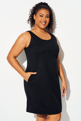 Plus Size Solid Black Sleeveless Cover Up