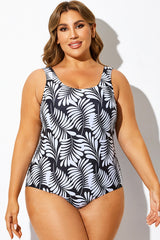 Leaf Chic Print Sport One Piece Swimsuit