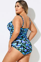 Multi Color Twist Front Push Up One Piece Swimsuit