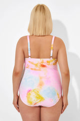 Tie Dye Colorful V-neck One Piece Swimsuit