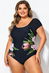 Black Mesh Flower Lady One Piece Swimsuit