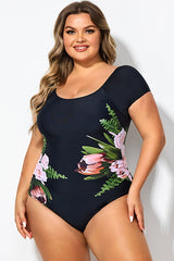 Black Mesh Flower Lady One Piece Swimsuit