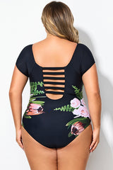 Black Mesh Flower Lady One Piece Swimsuit