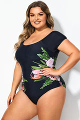 Black Mesh Flower Lady One Piece Swimsuit