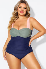 Sweetheart Neck Color Block One Piece Swimsuit