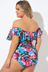 Gorgeous Flower Off The Shoulder One Piece Swimsuit