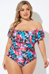 Gorgeous Flower Off The Shoulder One Piece Swimsuit