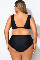 Black Cut Out Plunge Back Hook One Piece Swimsuit