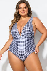 Gingham V-neck Low-cut Leg One Piece Swimsuit
