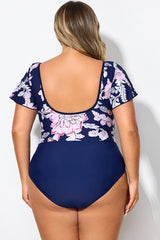 Cap Sleeve Scoop Backline One Piece Swimsuit