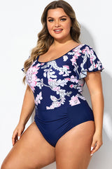 Cap Sleeve Scoop Backline One Piece Swimsuit