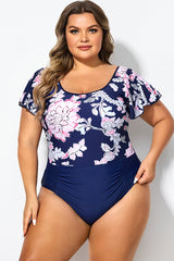 Cap Sleeve Scoop Backline One Piece Swimsuit