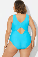 Blue Twist Knot Shimmer One Piece Swimsuit