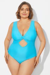 Blue Twist Knot Shimmer One Piece Swimsuit