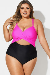 Plus Size Crossback Cutout One Piece Swimsuit
