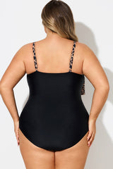 Leopard Print V-Neck Ruched Hem One Piece Swimsuit
