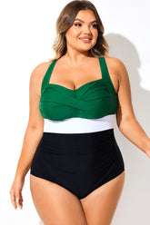 Contrast Twist Front Skinny One Piece Swimsuit