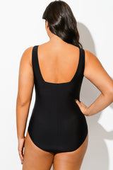 Plus Size Patchwork Push Up One Piece Swimsuit