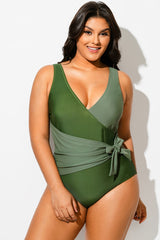 Green Beach Sexy Cutout One Piece Swimsuit