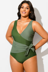 Green Beach Sexy Cutout One Piece Swimsuit