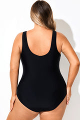 Black & White V-Neck Skinny One Piece Swimsuit