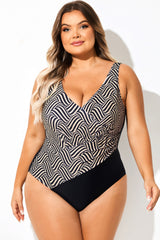 Random Striped Print Wrap One Piece Swimsuit