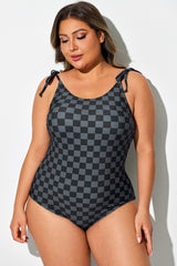 Plus Size Adjustable Bow-Tie Strap One Piece Swimsuit
