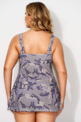 Fashionable Camouflage Sweetheart Neckline Women Swimdress