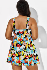Flower Tie Front Sweetheart Neckline Swimdress