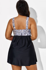 Python Print Tie Front V-Neck Swimdress